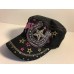Cowgirl cap hat rhinestones crystals horseshoe and stars 100% cotton black/pink  eb-82306516